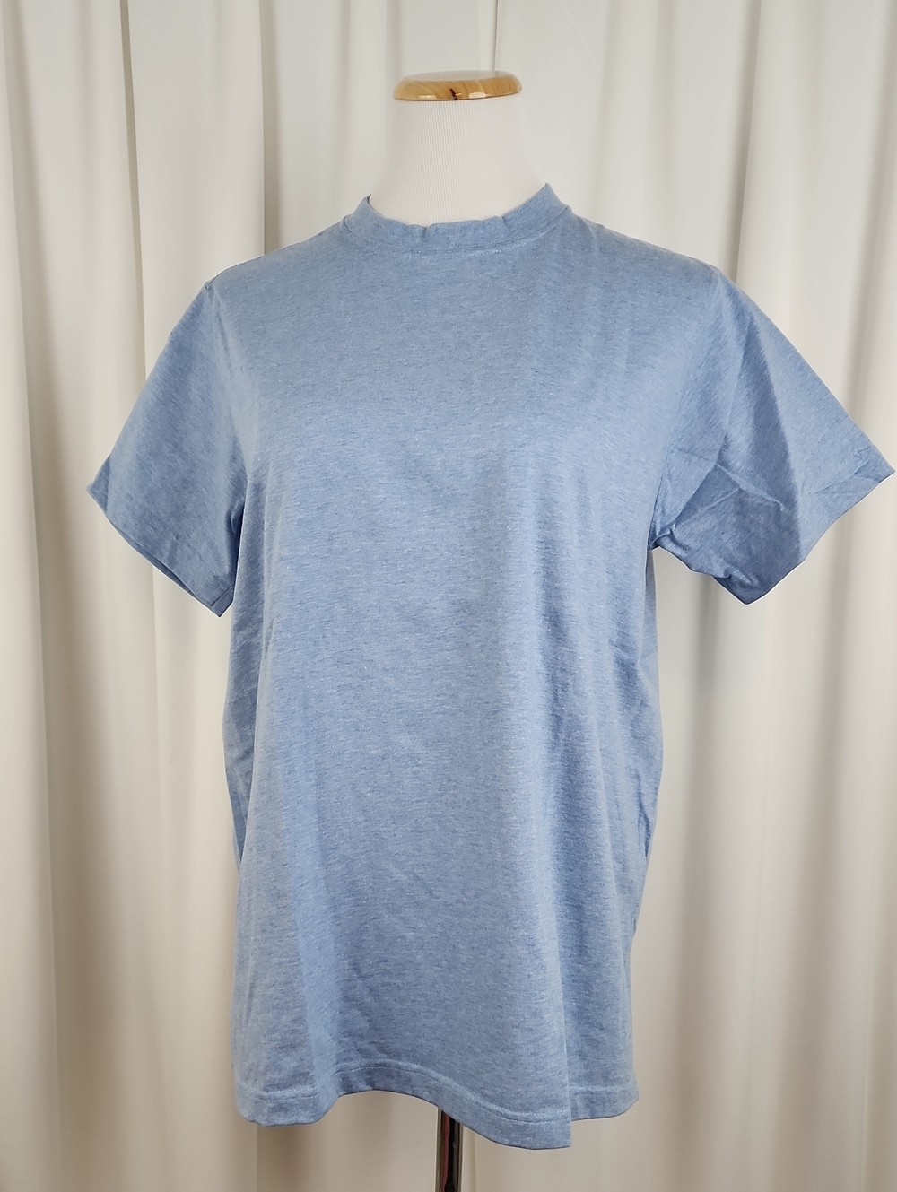 Lands' End Vintage Short Sleeve Solid Super T Heather Light Blue Size Medium